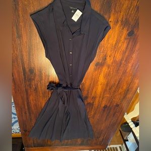 NWT Ann Taylor | Navy Blue Linen Belted Pants Jumpsuit | Size 12